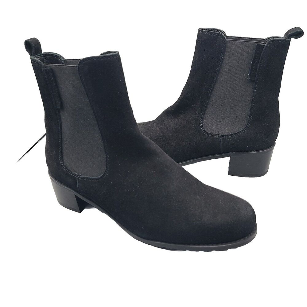 Stuart Weitzman Ankle Boots Women Chelsea Bootie black Suede Pull-on Sz 7.5 new